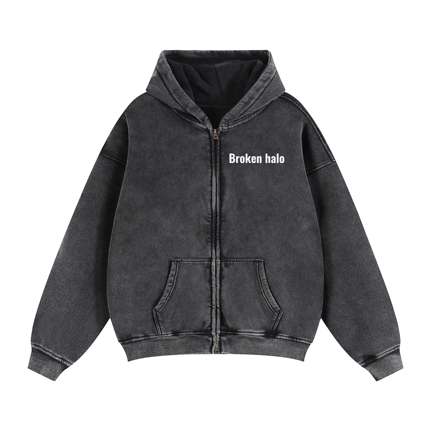Broken halo Zip-Through Boxy Fleece Hoodie