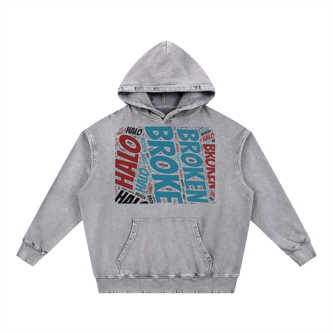 Broken halo Snow Wash Hand-Frayed Heavyweight  Hoodie