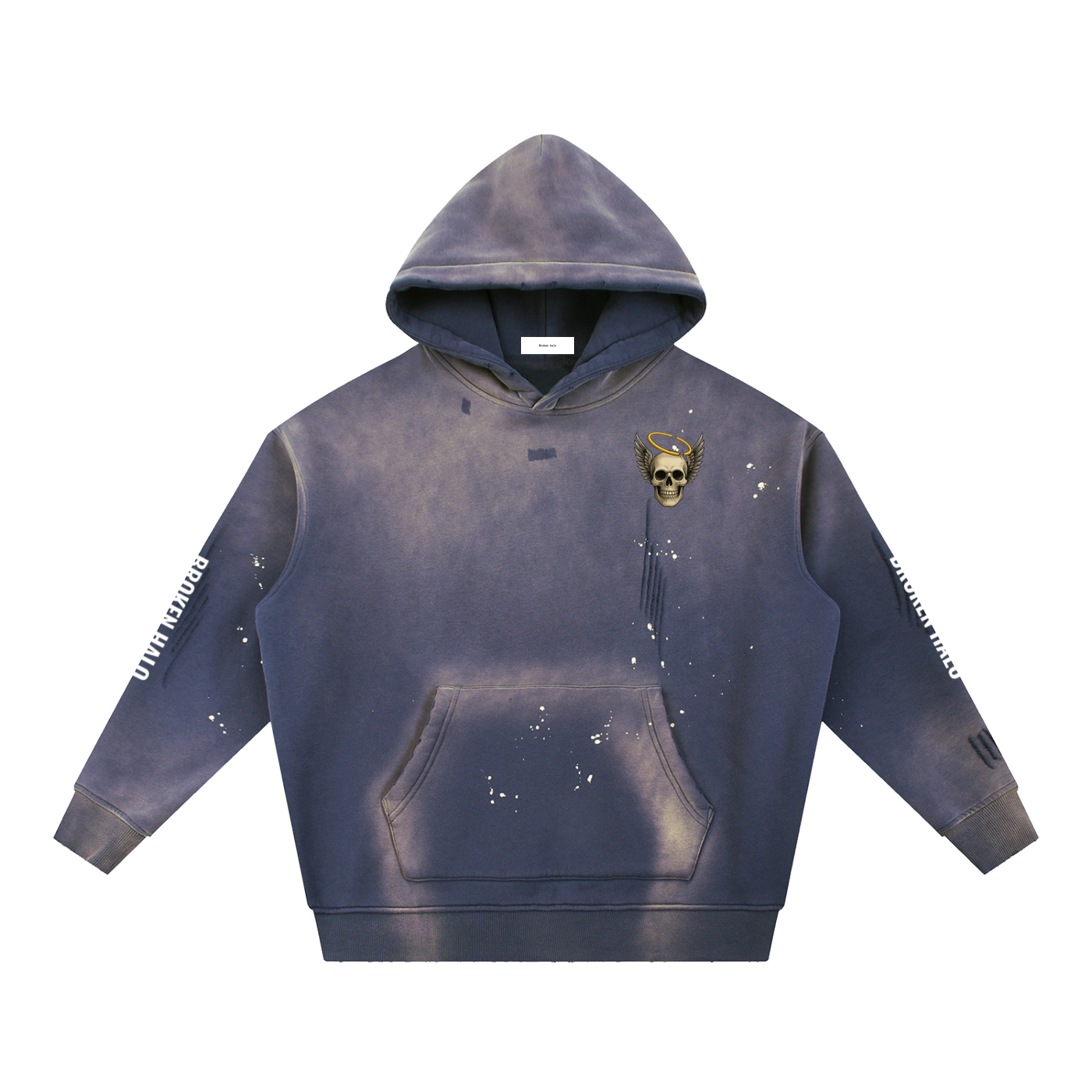 Broken halo Vintage Washed Frayed Fleece Hoodie