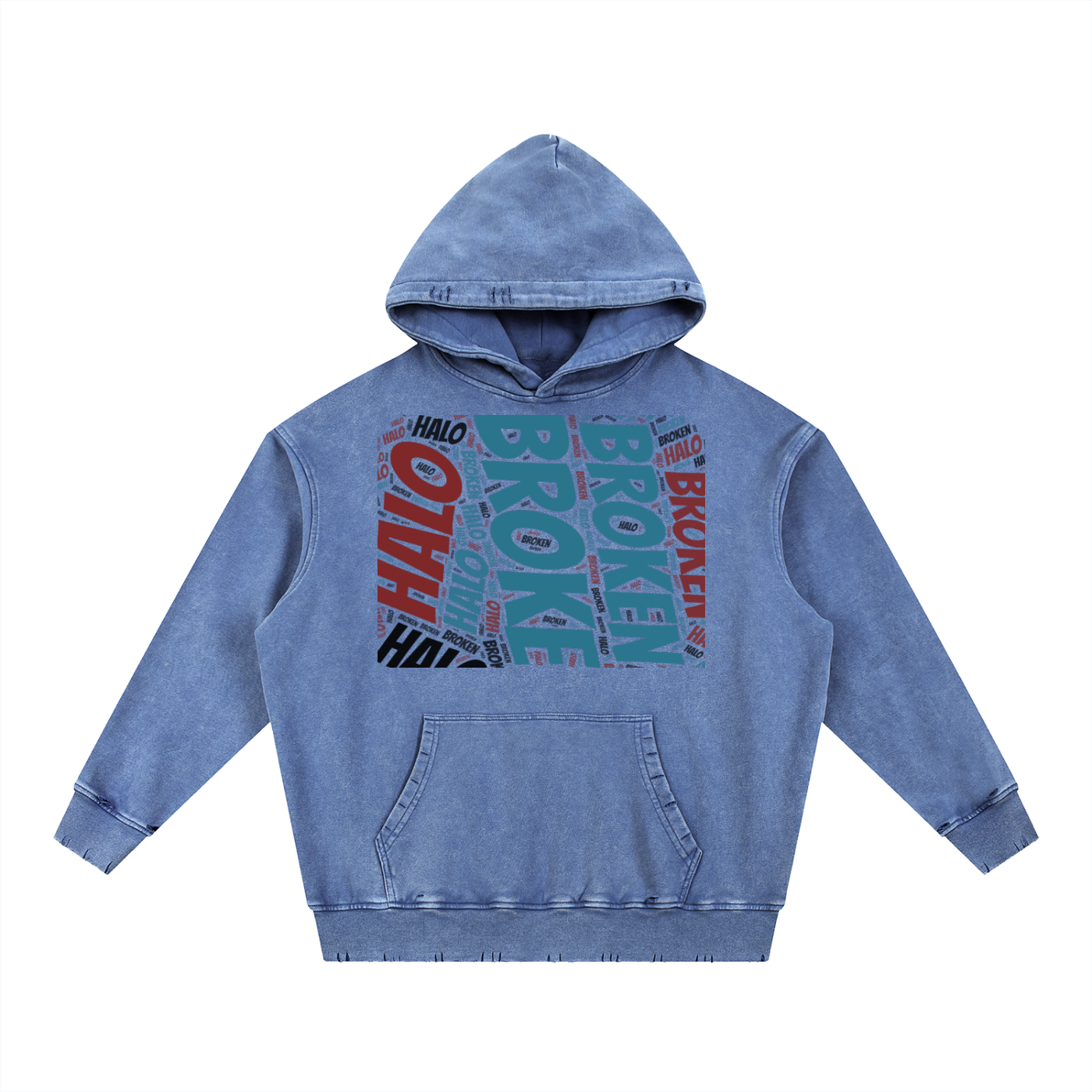 Broken halo Snow Wash Hand-Frayed Heavyweight  Hoodie