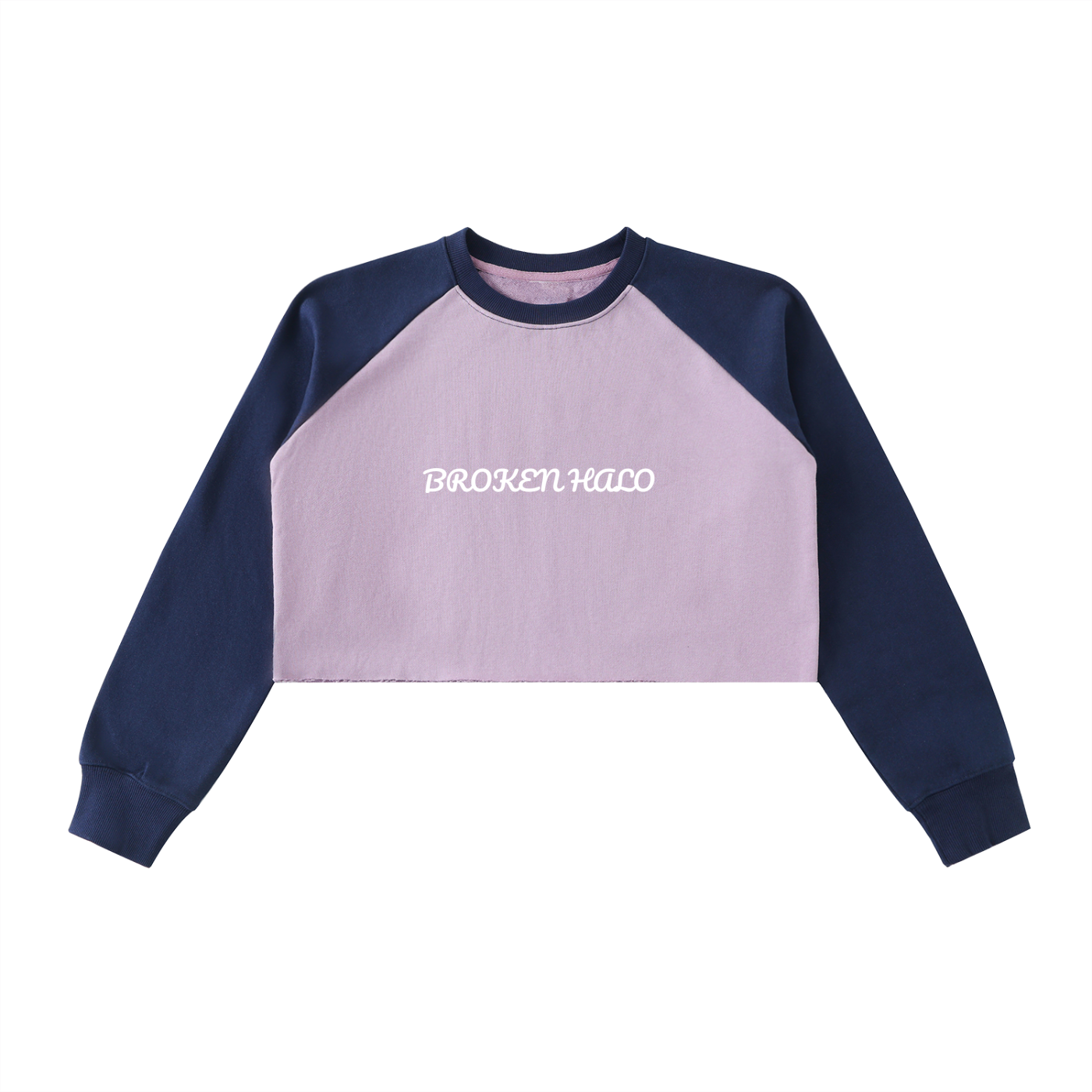 Broken halo Raw-Hem Color-Block Raglan Crop Sweatshirt