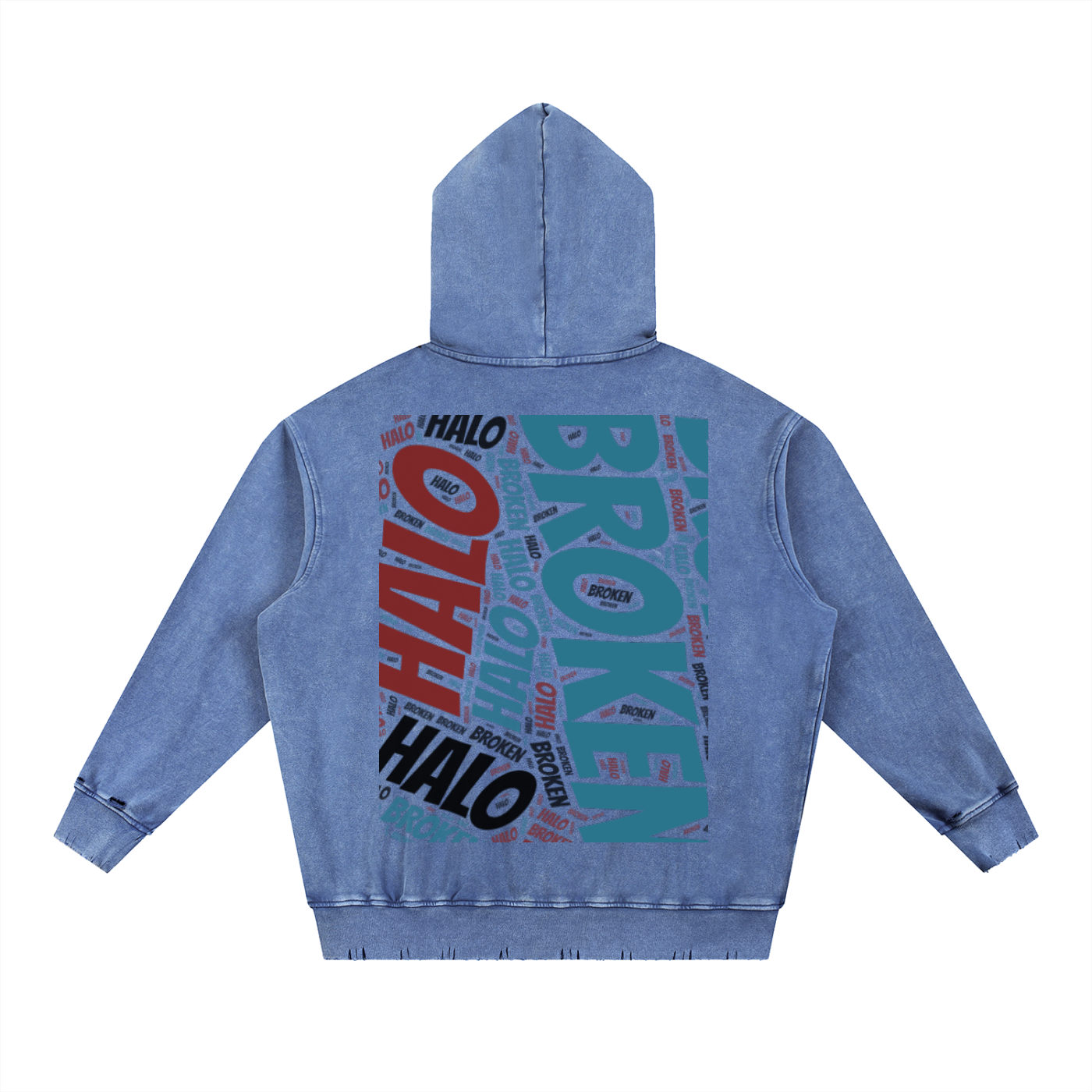 Broken halo Snow Wash Hand-Frayed Heavyweight  Hoodie