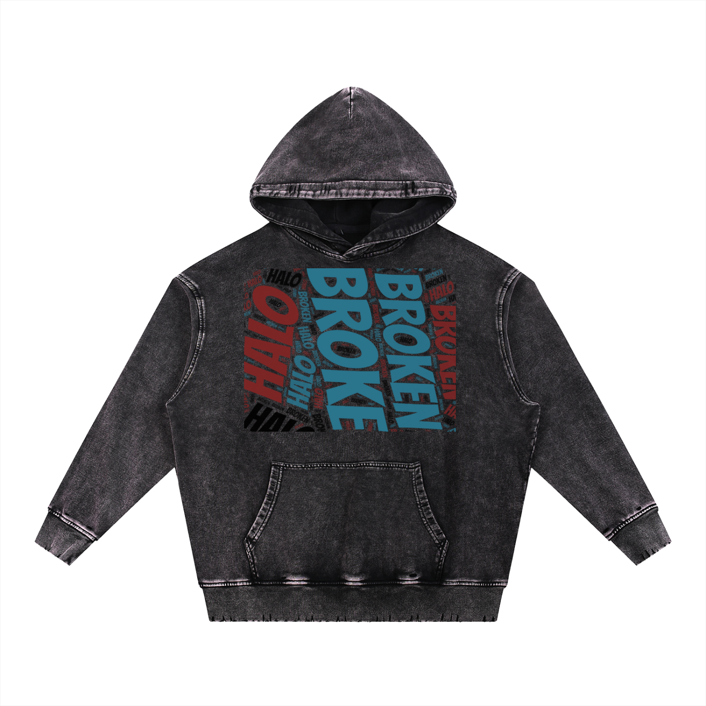 Broken halo Snow Wash Hand-Frayed Heavyweight  Hoodie