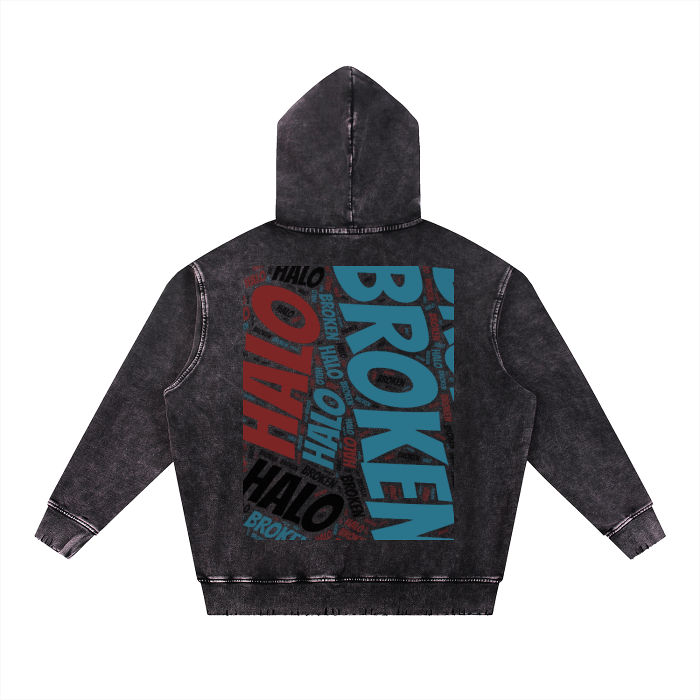 Broken halo Snow Wash Hand-Frayed Heavyweight  Hoodie