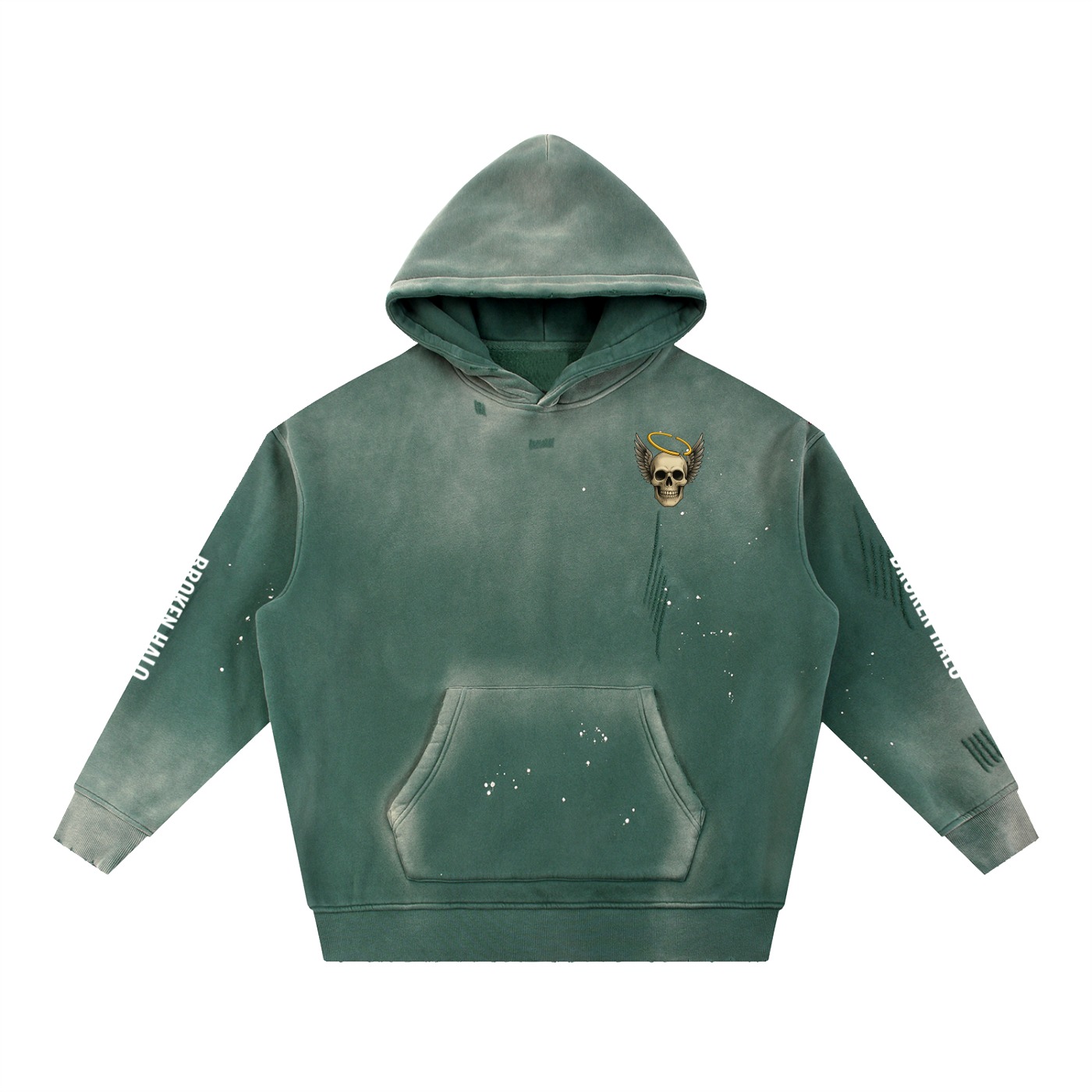 Broken halo Vintage Washed Frayed Fleece Hoodie