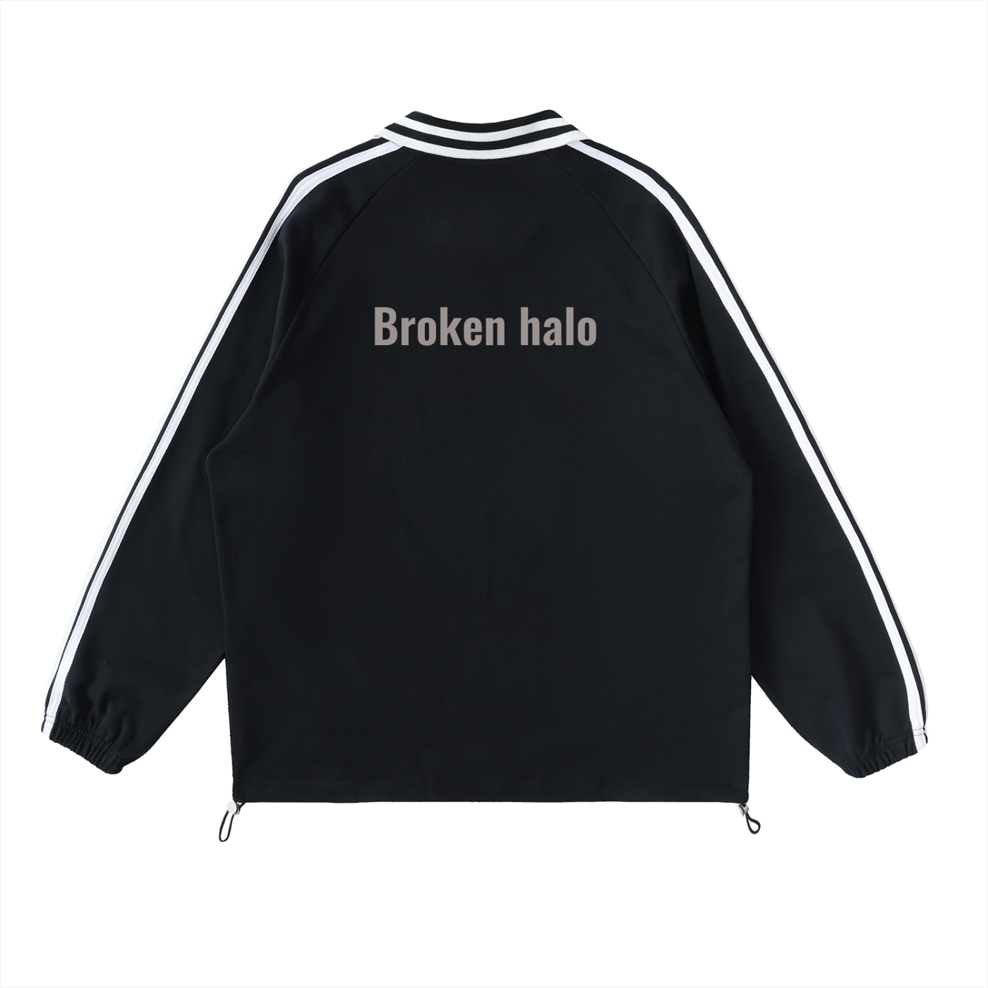 Broken halo Contrast Striped Lapel Collar Sweatshirt
