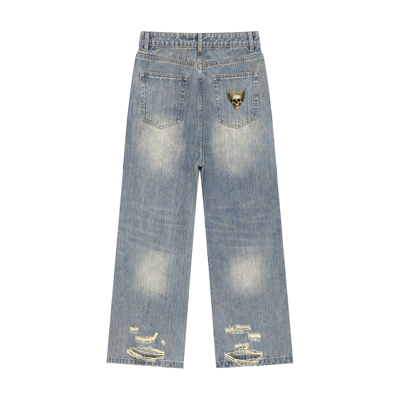 Broken halo Vintage Wash Distressed Denim Jeans