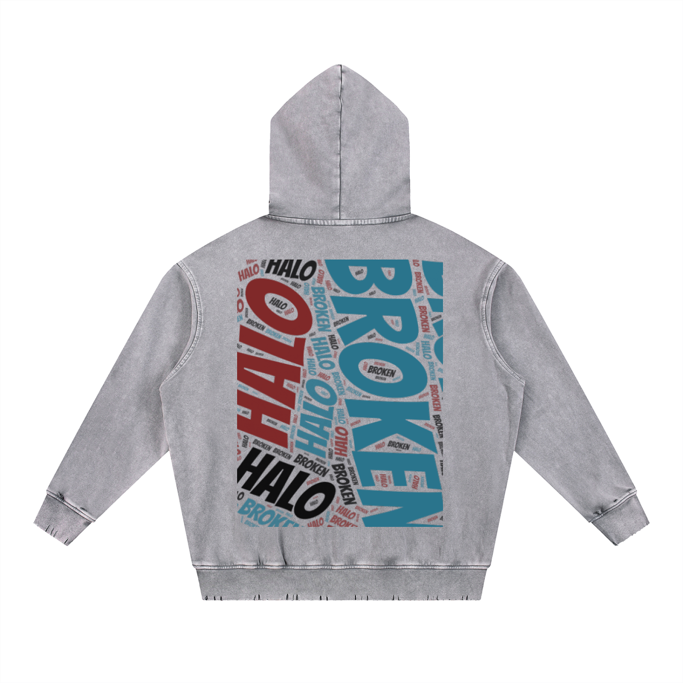 Broken halo Snow Wash Hand-Frayed Heavyweight  Hoodie
