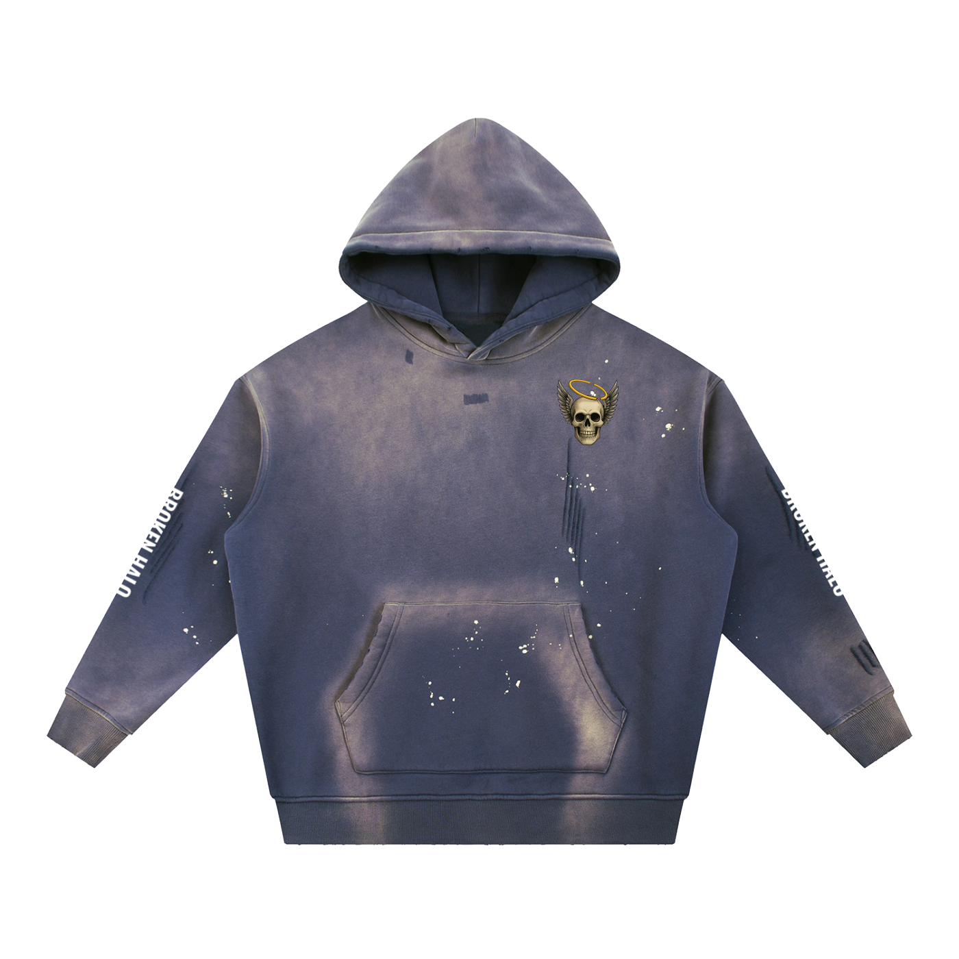 Broken halo Vintage Washed Frayed Fleece Hoodie