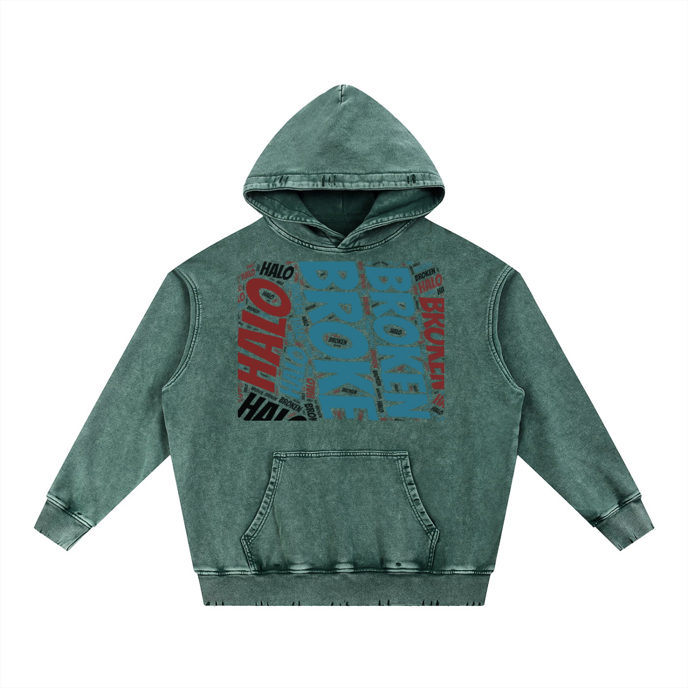 Broken halo Snow Wash Hand-Frayed Heavyweight  Hoodie