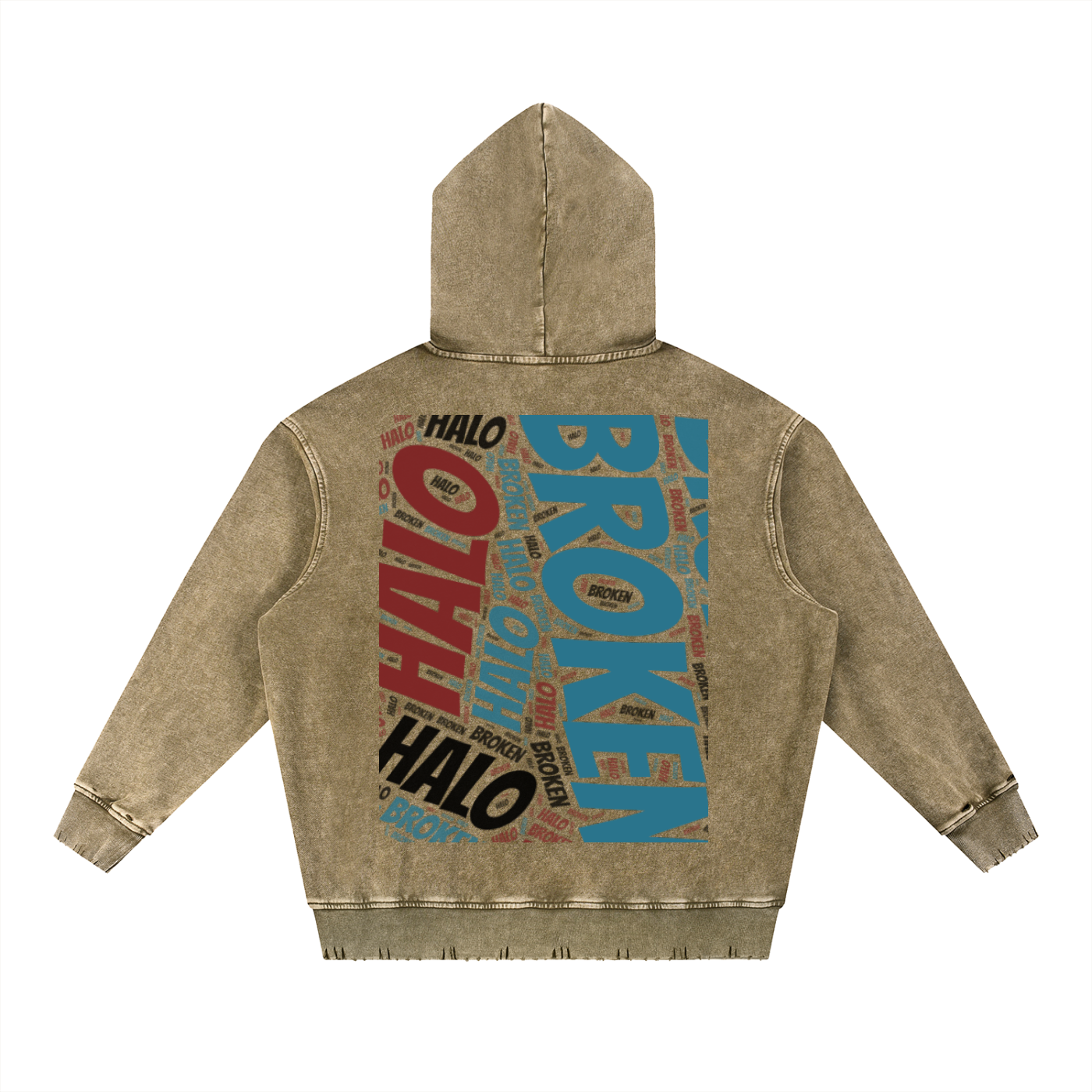 Broken halo Snow Wash Hand-Frayed Heavyweight  Hoodie