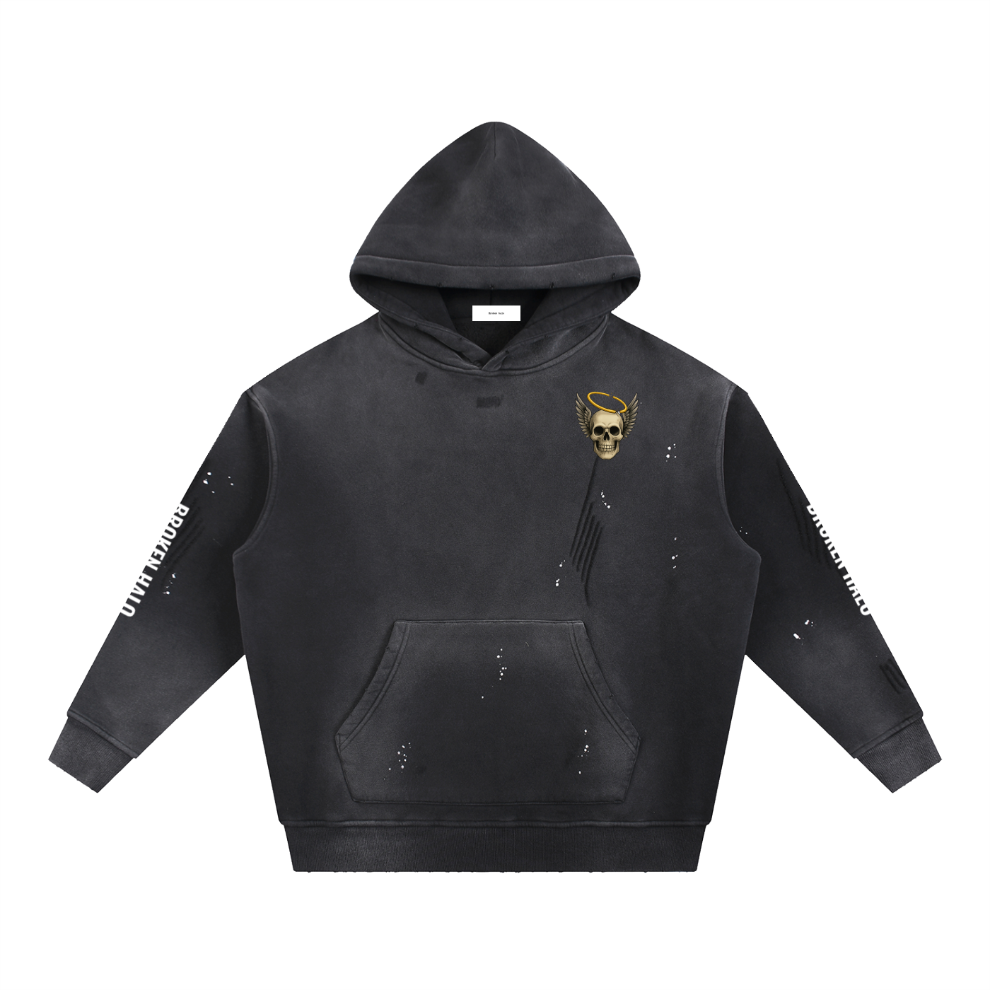 Broken halo Vintage Washed Frayed Fleece Hoodie