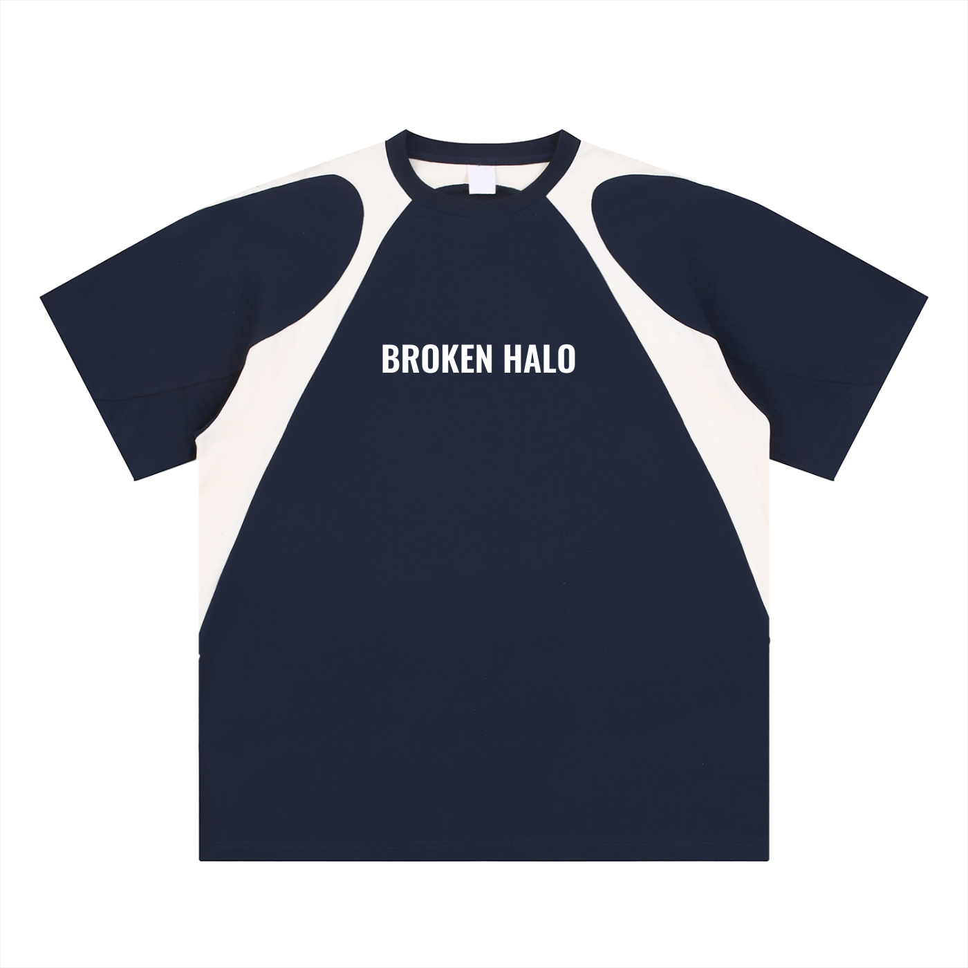 Broken halo Contrast Panel Cotton T-Shirt