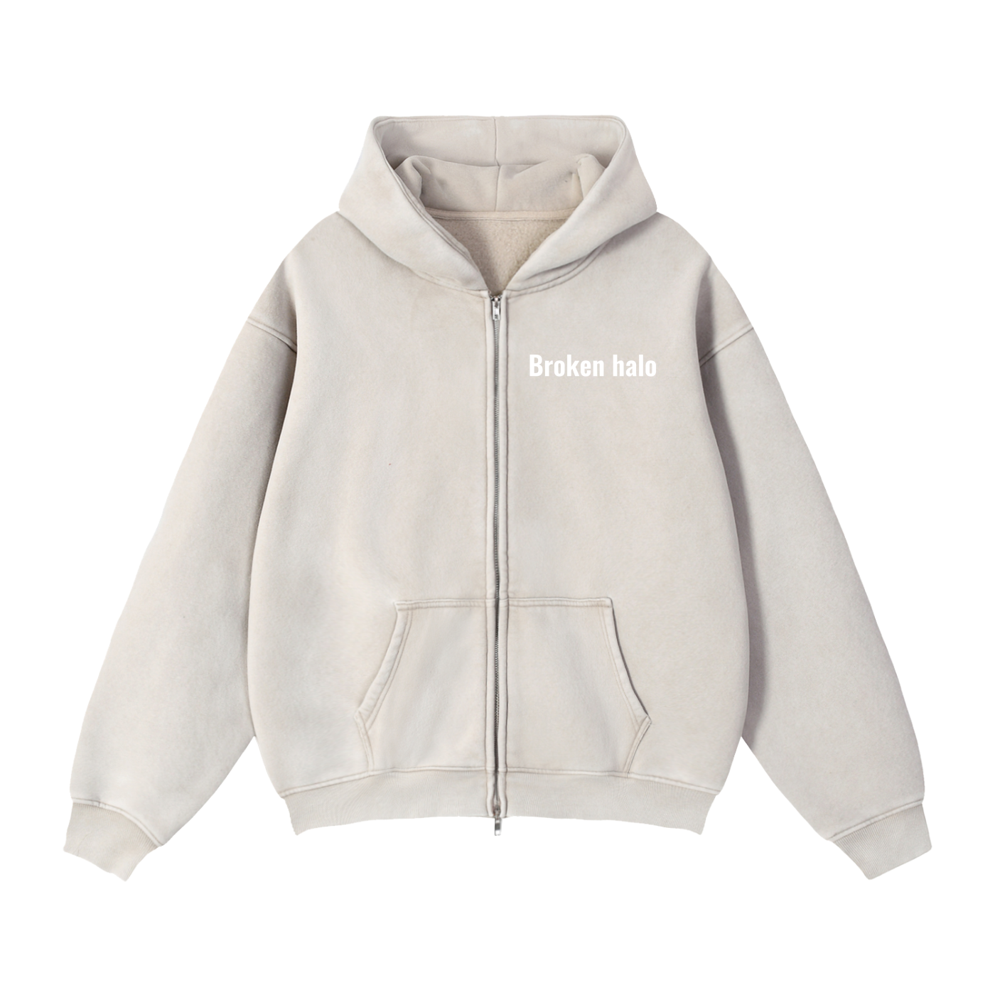 Broken halo Zip-Through Boxy Fleece Hoodie