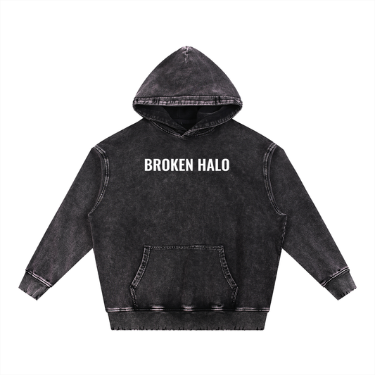 Broken halo Snow Wash Hand-Frayed Heavyweight  Hoodie
