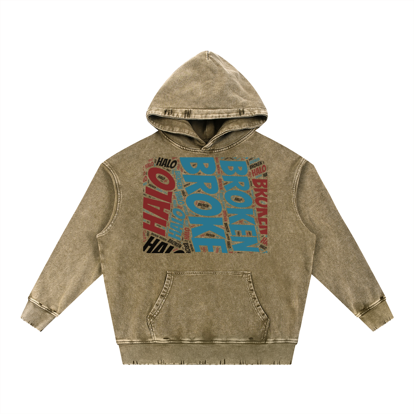Broken halo Snow Wash Hand-Frayed Heavyweight  Hoodie
