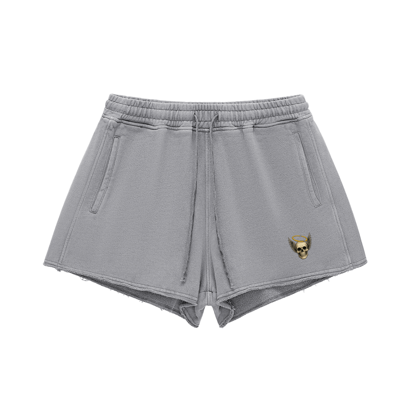 Broken halo Snow Washed Raw Edge Drawstring Shorts