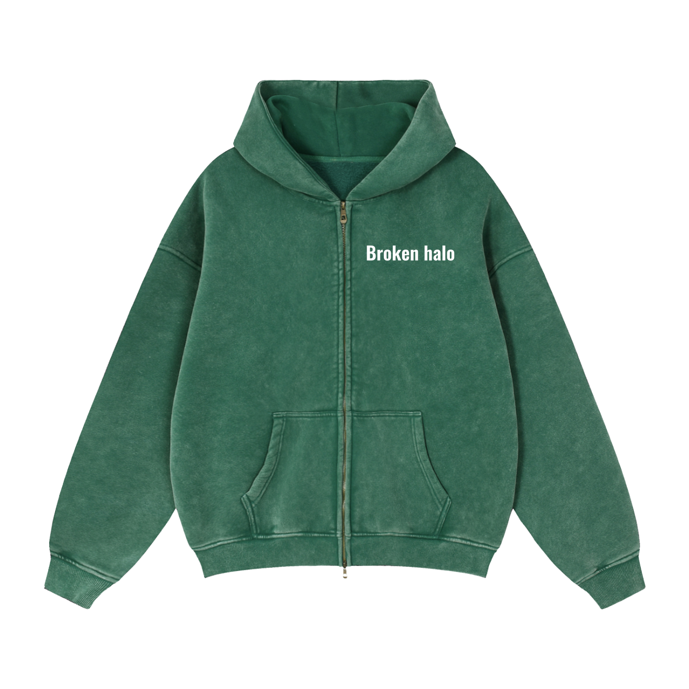 Broken halo Zip-Through Boxy Fleece Hoodie