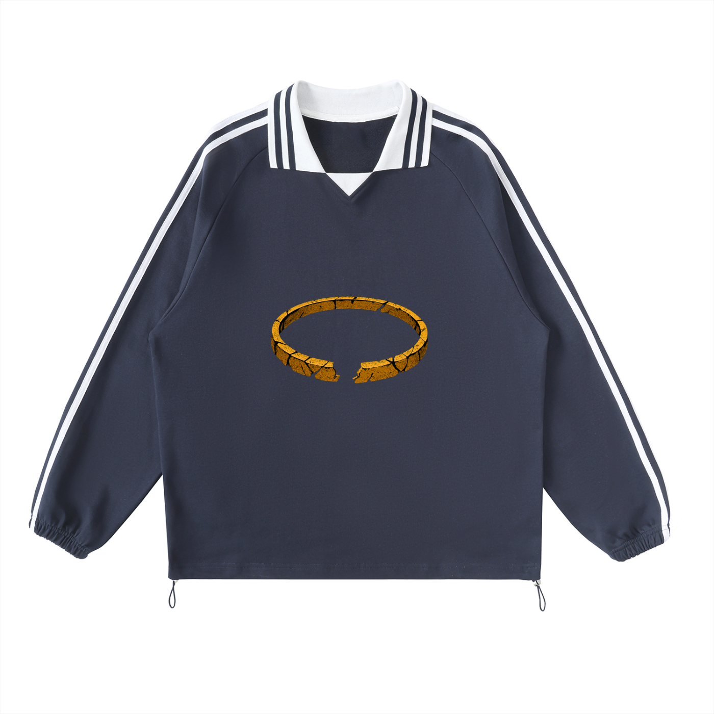 Broken halo Contrast Striped Lapel Collar Sweatshirt