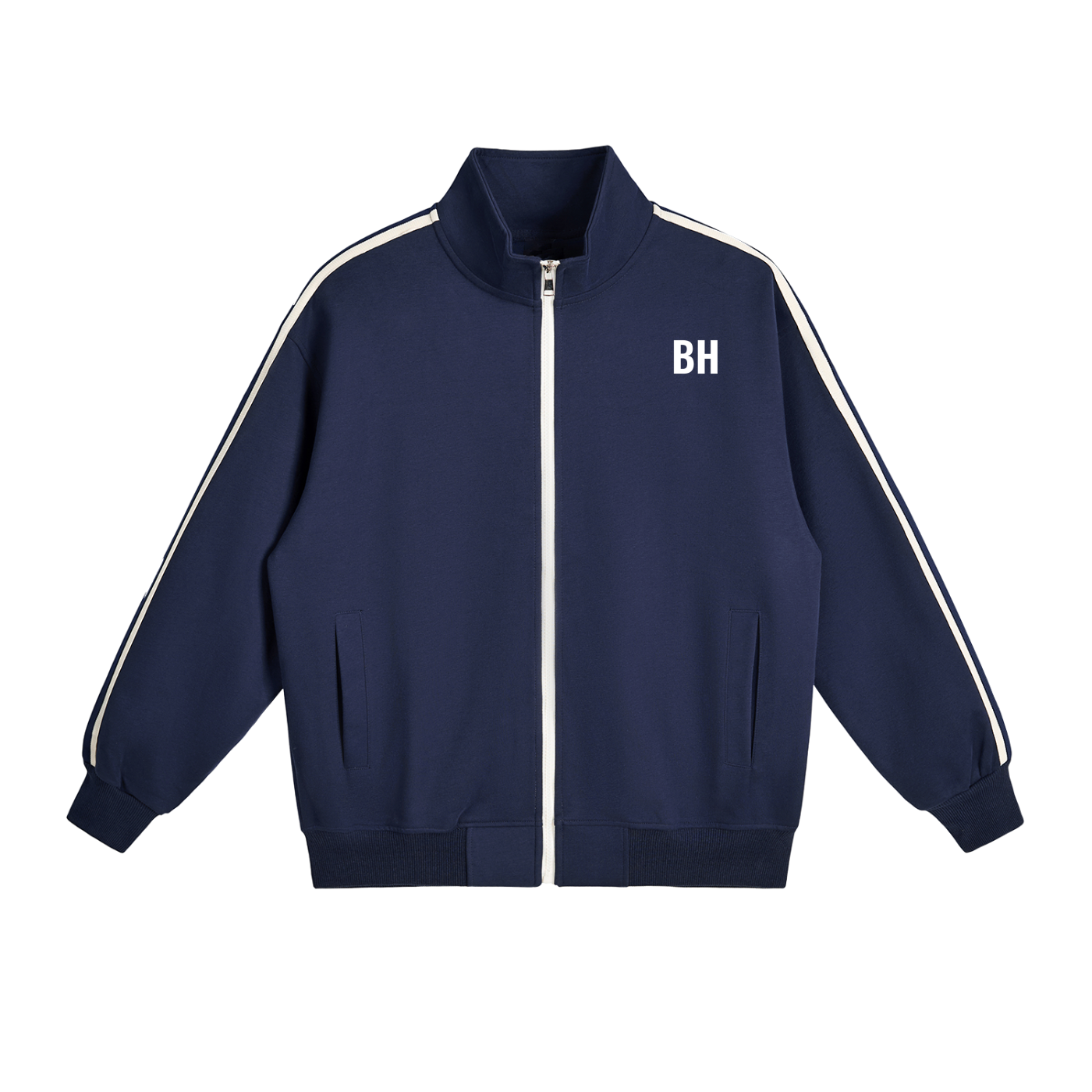 Broken halo Contrast Side-Stripe Stand Collar  Jacket