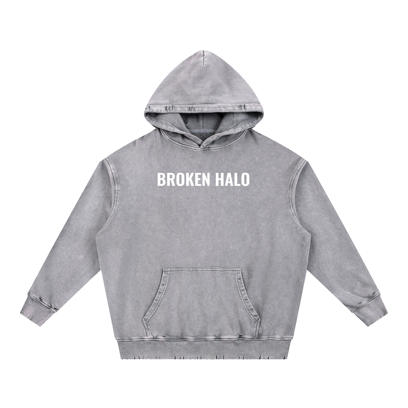 Broken halo Snow Wash Hand-Frayed Heavyweight  Hoodie