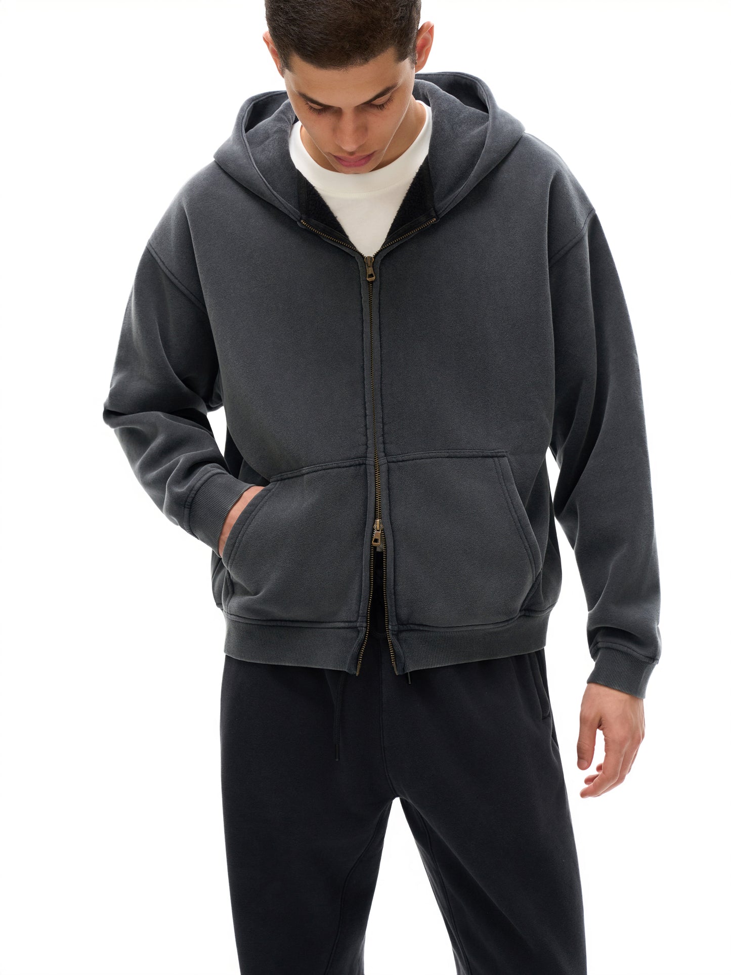 Broken halo Zip-Through Boxy Fleece Hoodie