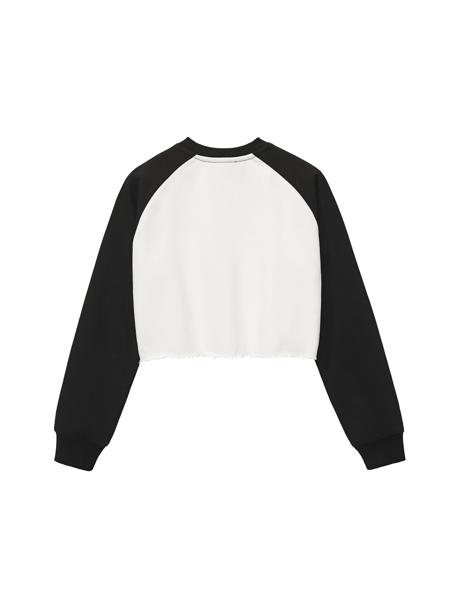 Broken halo Raw-Hem Color-Block Raglan Crop Sweatshirt