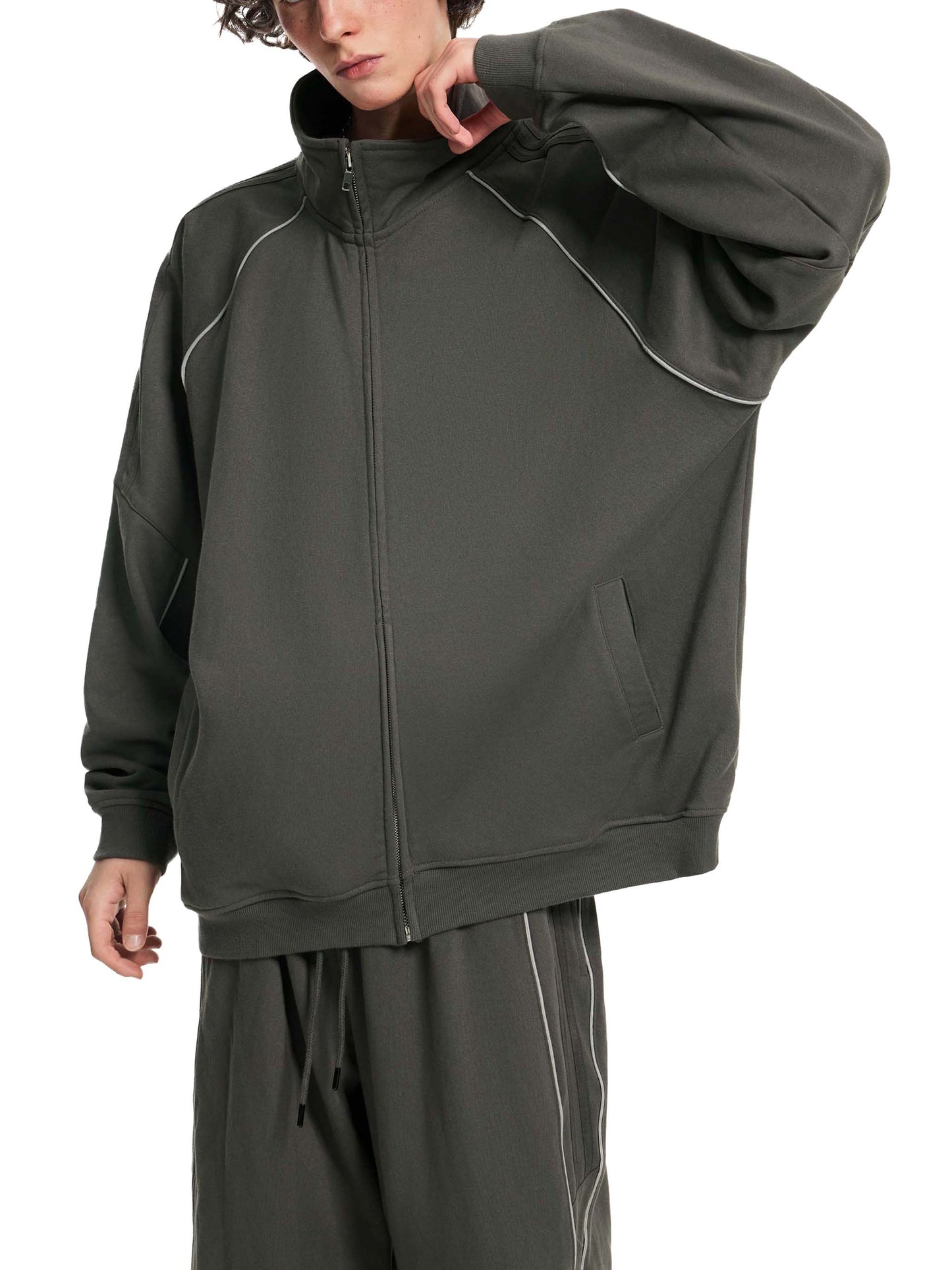 Broken halo Reflection Striped Raglan Sleeve  Jacket