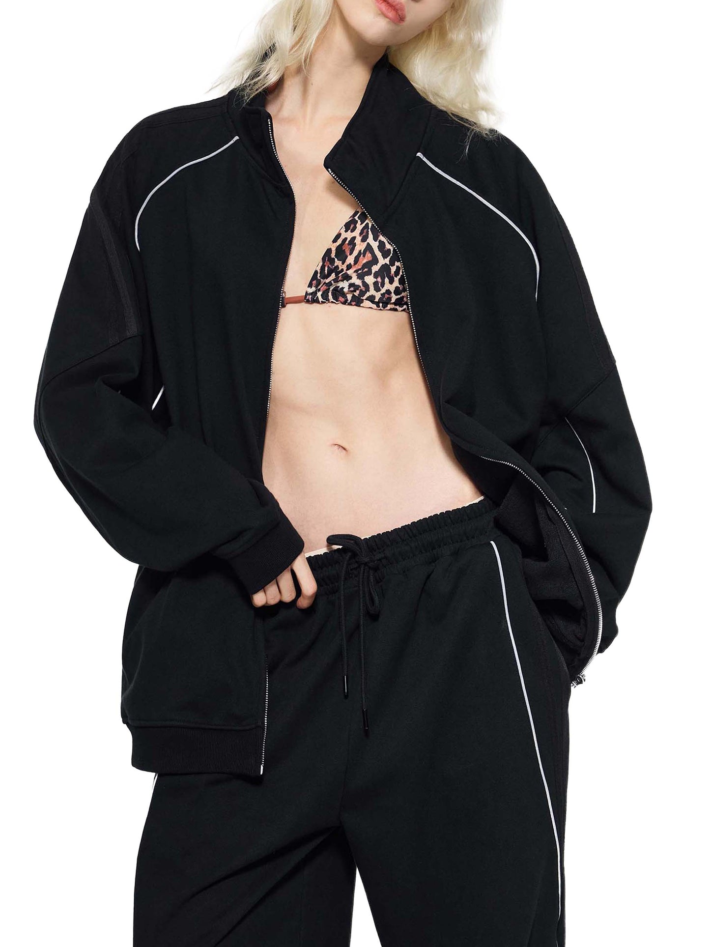 Broken halo Reflection Striped Raglan Sleeve  Jacket