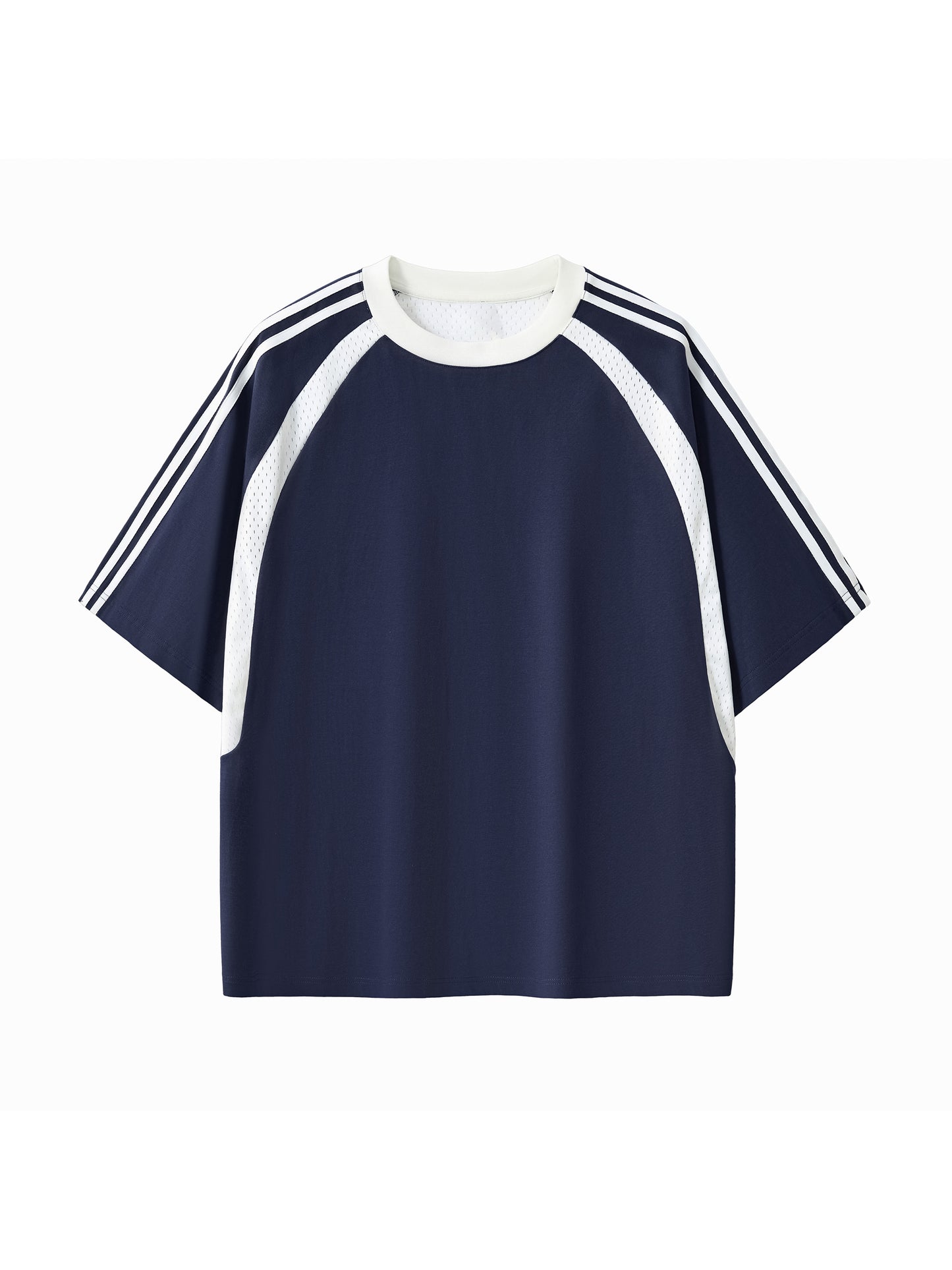 Broken halo Contrast Stripes Panel Mesh T-shirt