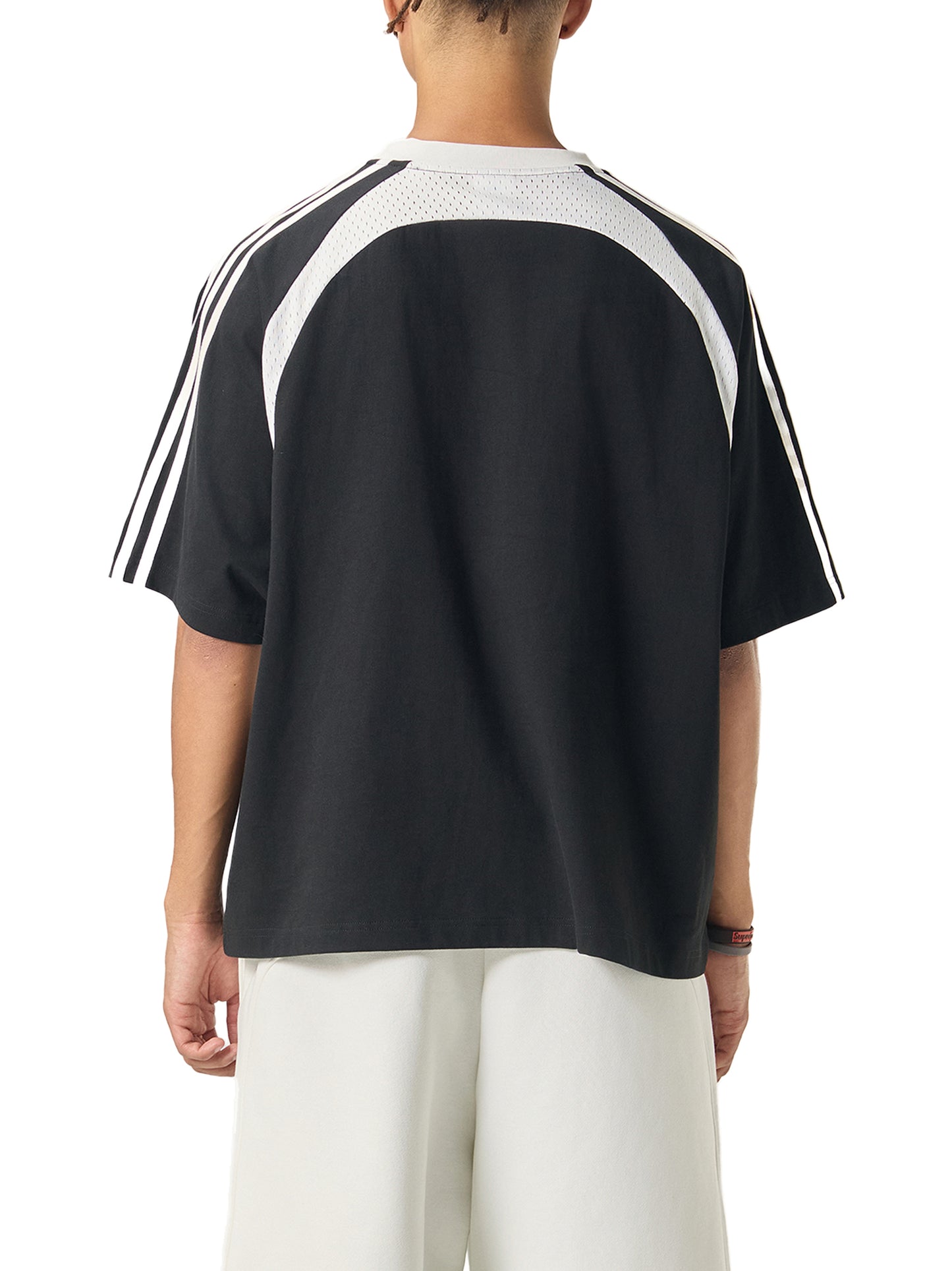 Broken halo Contrast Stripes Panel Mesh T-shirt