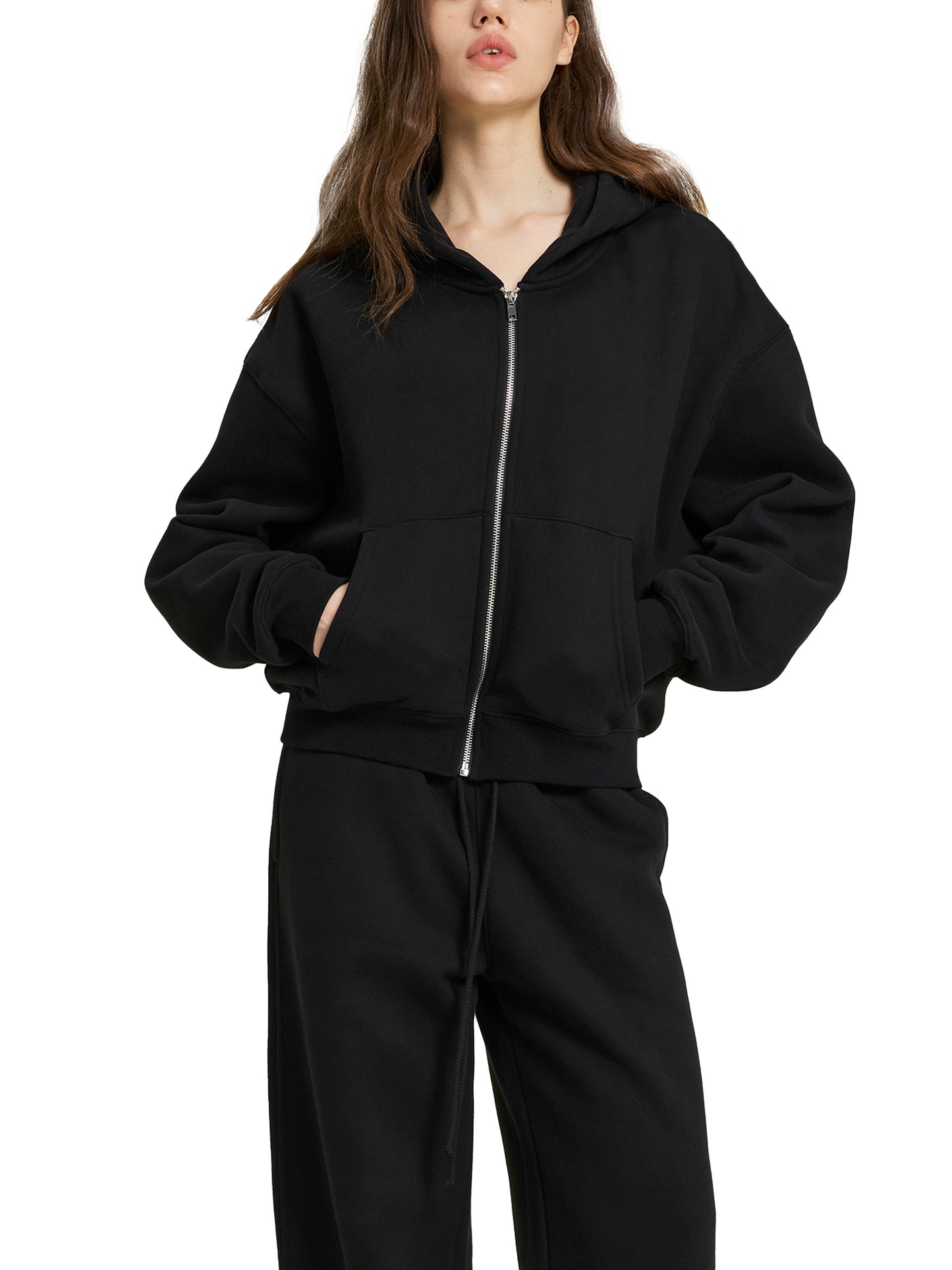Broken halo Fleece Zip-Up Boxy Hoodie